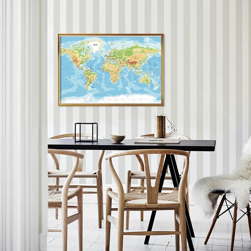 60*40 سنتيمتر العالم الطبوغرافية خريطة حائط لوح رسم ملصق فني اللوازم المدرسية الفصول الدراسية غرفة المعيشة ديكور المنزل