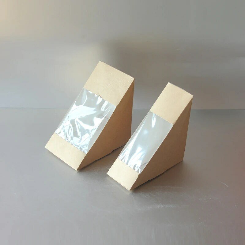 صندوق شطائر بني مفرد صغير ، حاوية تغليف من ورق الكرافت ، منتج مخصص