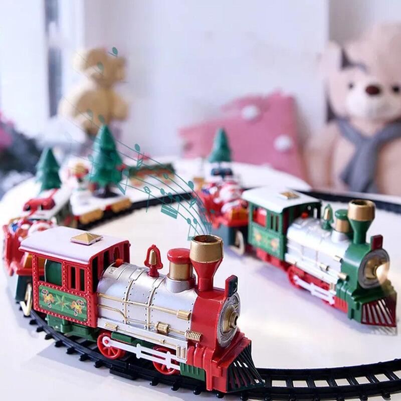 عيد الميلاد لعبة القطار الكهربائي للأطفال ، سيارة السكك الحديدية ، قطار صغير مع الصوت ، ديكورات ضوء شجرة جديدة ، مسار السنة ، 1 Set ، N6K8 ، 2022