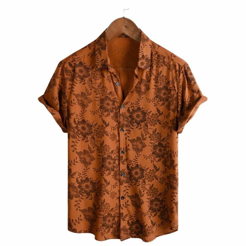 قميص هاواي بأكمام قصيرة للرجال ، ملابس فضفاضة جيدة التهوية ، توب غير رسمي ، موضة الصيف