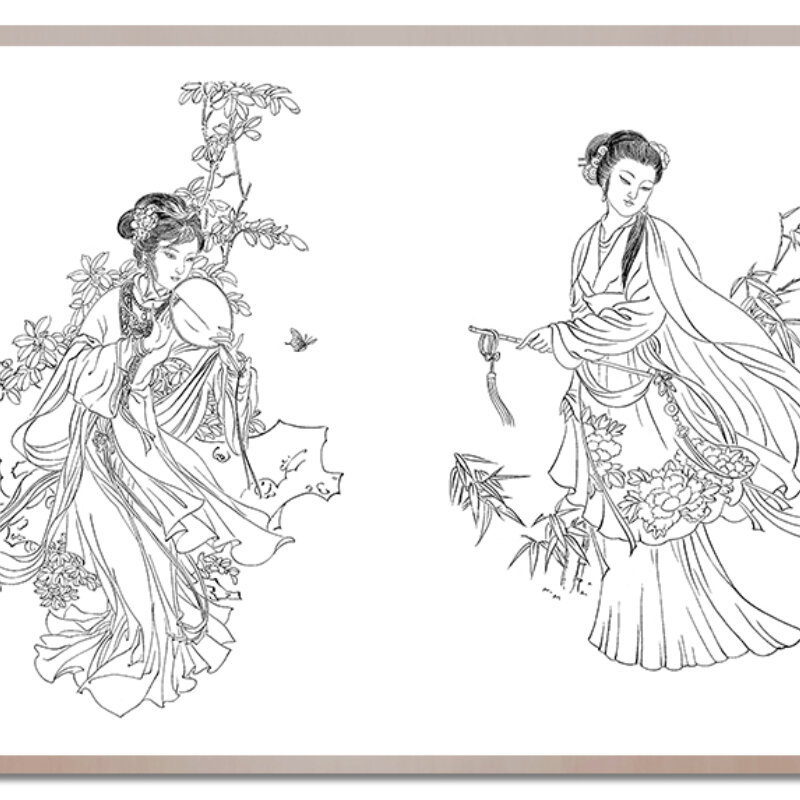 Flowers Birds Line Drawing Textbook Chinese Painting Coloring Book From Entry to Master Character Animal Techniques Depict Atlas