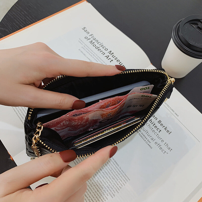 2022 جديد أسود المرأة زيبر المحفظة لينة بولي Pu حقيبة الهاتف المحمول مفتاح عملة بطاقة الائتمان محفظة قدرة عالية