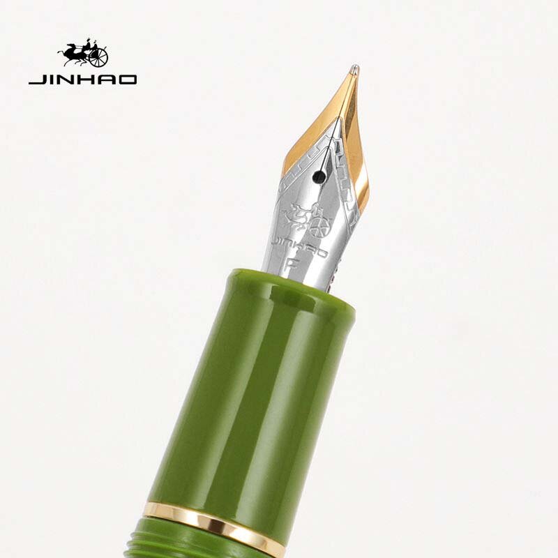 Jinhao 82 قلم حبر الاكريليك قلم حبر تدور الذهبي EF F بنك الاستثمار القومي Elegante الأعمال مكتب اللوازم المدرسية الكتابة القلم