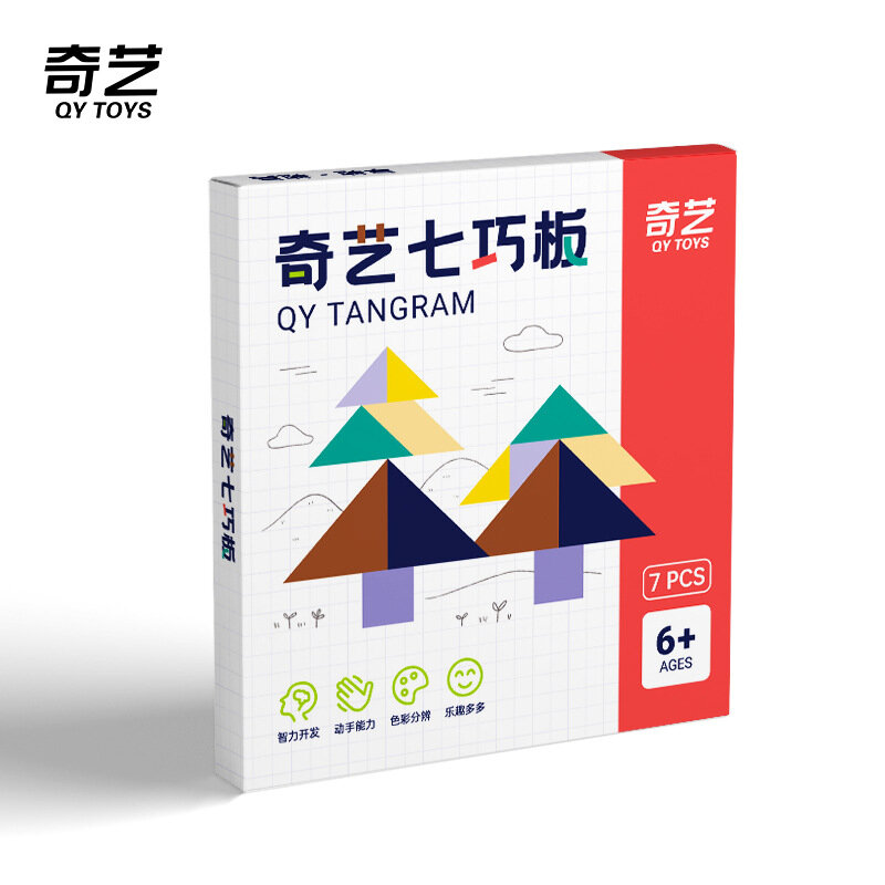 Qiyi Tangram لعبة لغز تجميعها الملونة الحسية المعرفية متعة التعليم المبكر لعبة على نحو سلس مع البرنامج التعليمي