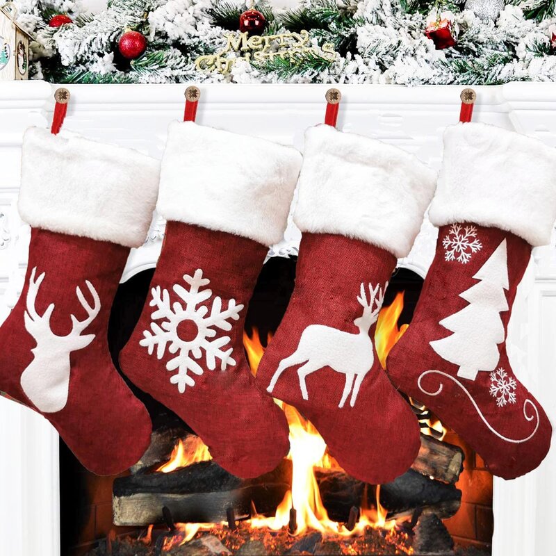 جوارب عيد الميلاد جورب ، إكليل سانتا ، زينة للمنزل ، في الهواء الطلق ، السنة الجديدة ، عيد الميلاد عطلة ، لطيف تزيين ، 2 قطعة ، 2023 ، 2024