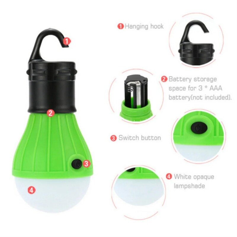 مصباح محمول للتخييم ، إضاءة صغيرة ، البلاستيك ، هوك في الهواء الطلق ، أضواء الطوارئ ، لمبة LED ، مقاوم للماء