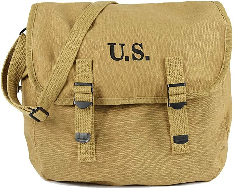 زعيم WW2 الولايات المتحدة M1936 حقيبة الموسيقى العسكرية على ظهره حقيبة من القماش حزام ، الكاكي