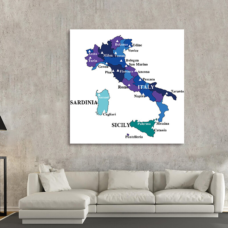 90*90 سنتيمتر إيطاليا السياسية خريطة Vintage الجدار ملصق فني وطباعة غير المنسوجة قماش اللوحة الفصول الدراسية ديكور المنزل اللوازم المدرسية