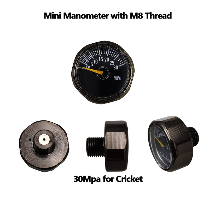 Airsoft Mini Micro M8 30Mpa/40Mpa للكريكيت ، 0-6000PSI الطلب قياس ضغط الهواء مقياس الضغط المانومتر الضغط العالي قطر 25 مللي متر