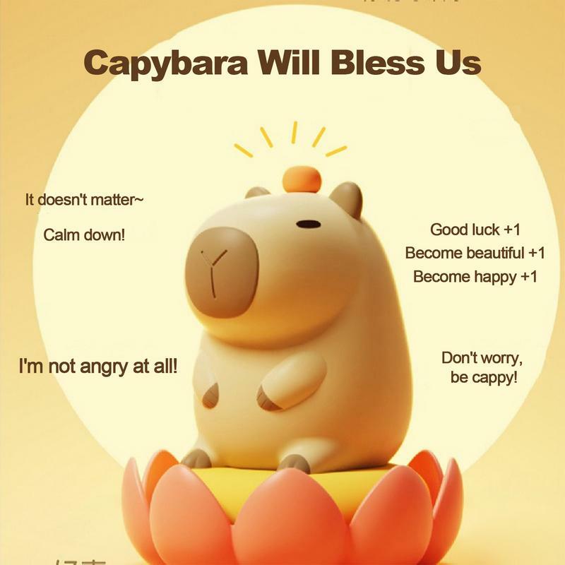 أضواء ليلية Capybara لطيفة للأطفال ، قابلة لإعادة الشحن USB ، التحكم باللمس ، مصباح من السيليكون الناعم ، الهدايا الإبداعية