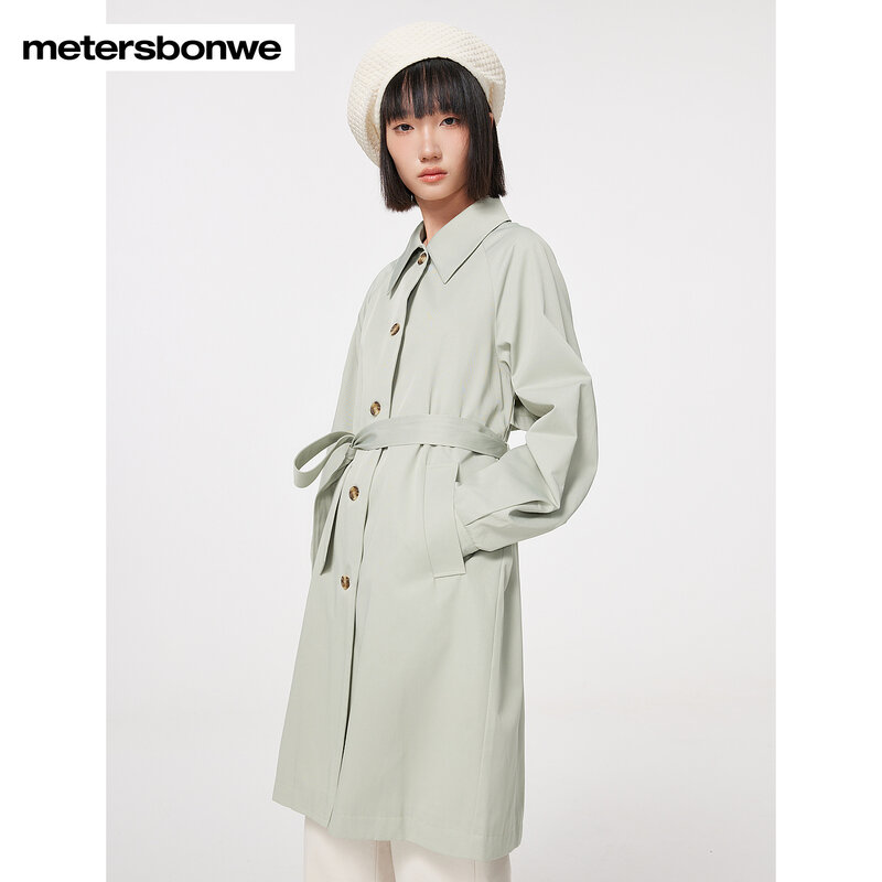 Metersbonwe-معطف واق من المطر قطني أساسي للنساء ، ملابس خارجية للسيدات ، سترة واقية من الرياح ، علامة تجارية جديدة ، ربيع ، خريف