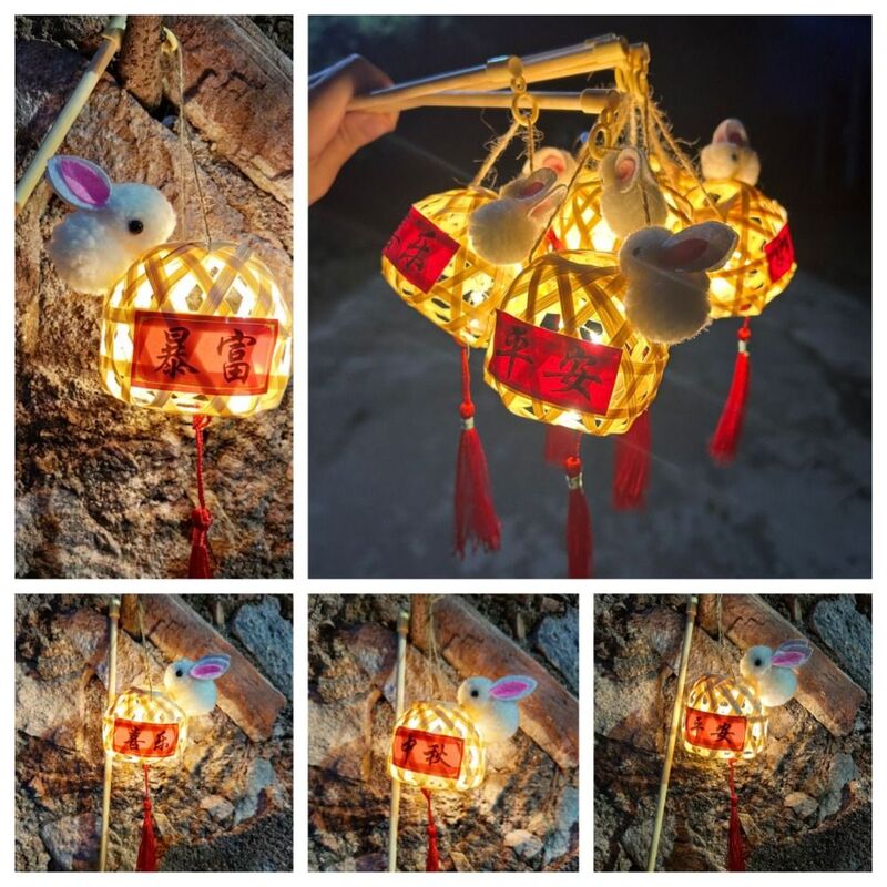 LED متوهجة اليدوية فانوس لمهرجان ديكور ، مصباح النمط الصيني ، فانوس الصينية ، الخيزران ، منتصف الخريف ، الرجعية Blessings