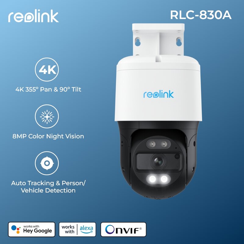 Reolink 4K PoE IP Camera 8MP Outdoor PTZ Auto Tracking Security Camera 355° Pan & 90° Tilt Smart Detection Surveillance كاميرات المراقبة