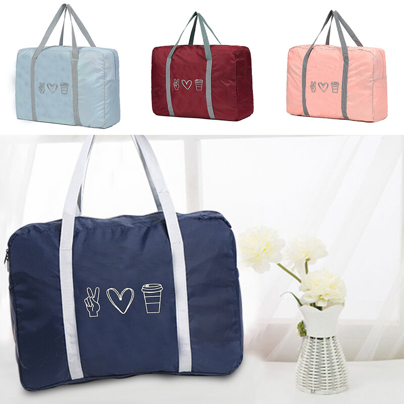 Foldable Travel Bags Organizer Men Luggage Unisex Clothing Storage Bag Cup Love Gesture Pattern Duffle Bag Women Handbags Tote