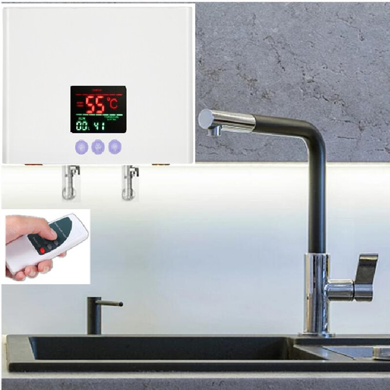 110 فولت 220 فولت فوري سخان مياه الحمام المطبخ الحائط سخان مياه كهربي سخان مياه LCD عرض درجة الحرارة مع جهاز التحكم عن بعد