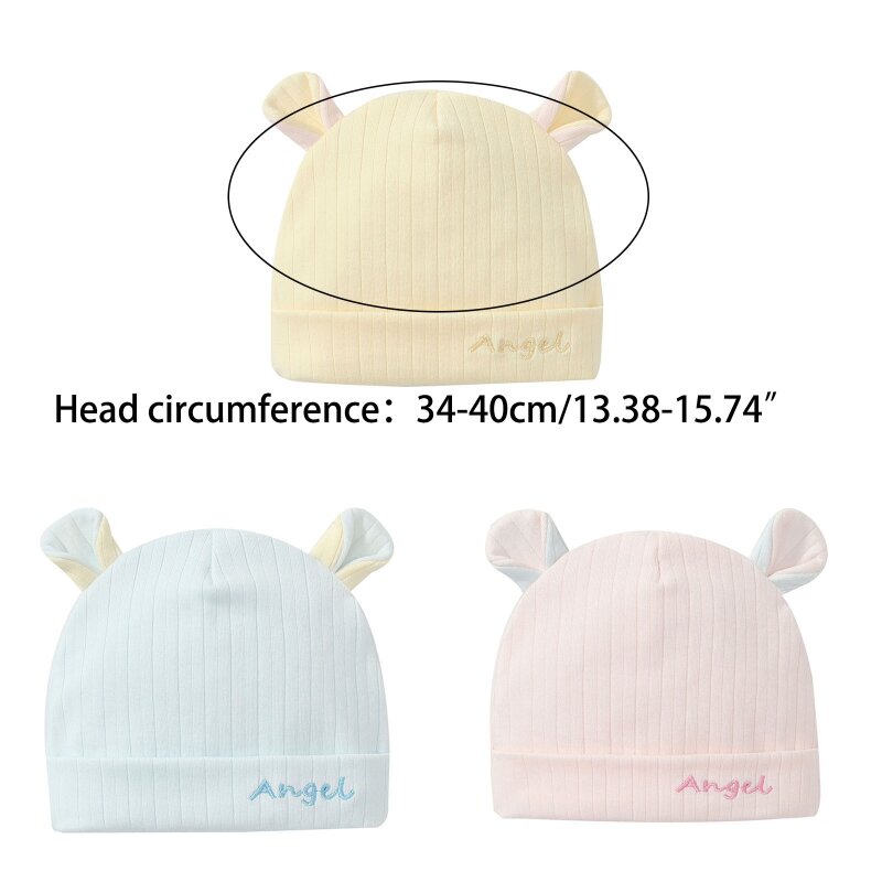 Y1UB الوليد الطفل قبعة لطيف الدب آذان قبعات الرضع طفل صبي فتاة طفل القبعات قبعة صغيرة قبعات للأطفال 0-6 أشهر