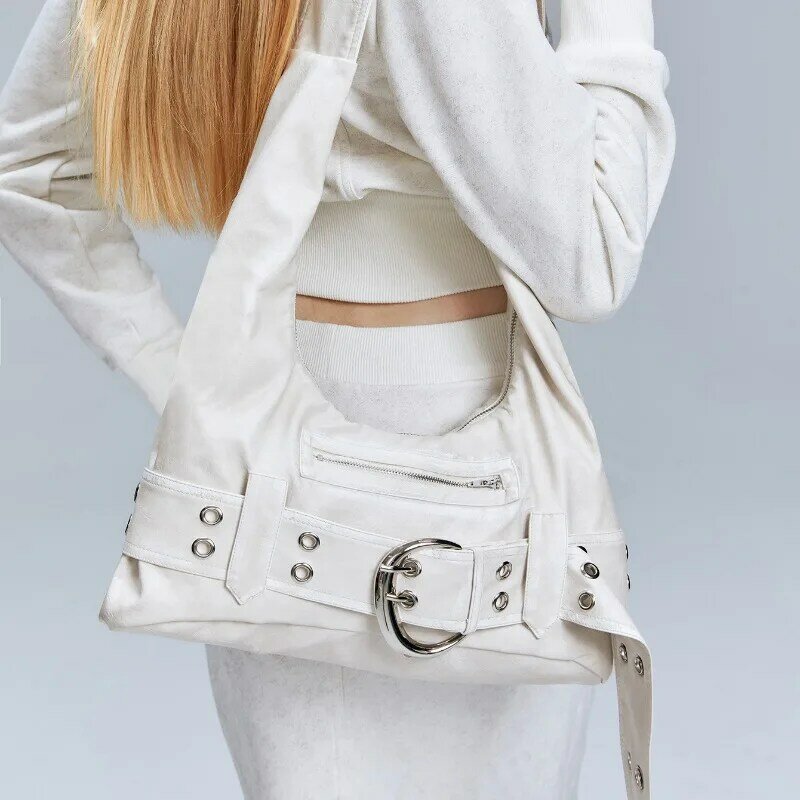 Xiuya-حقيبة كتف عتيقة للنساء ، Y2K ، حقيبة حمل جلدية قوطية للمسنين ، مصمم جديد ، فاخر ، شارع ، حقيبة يد نسائية متطورة ، موضة
