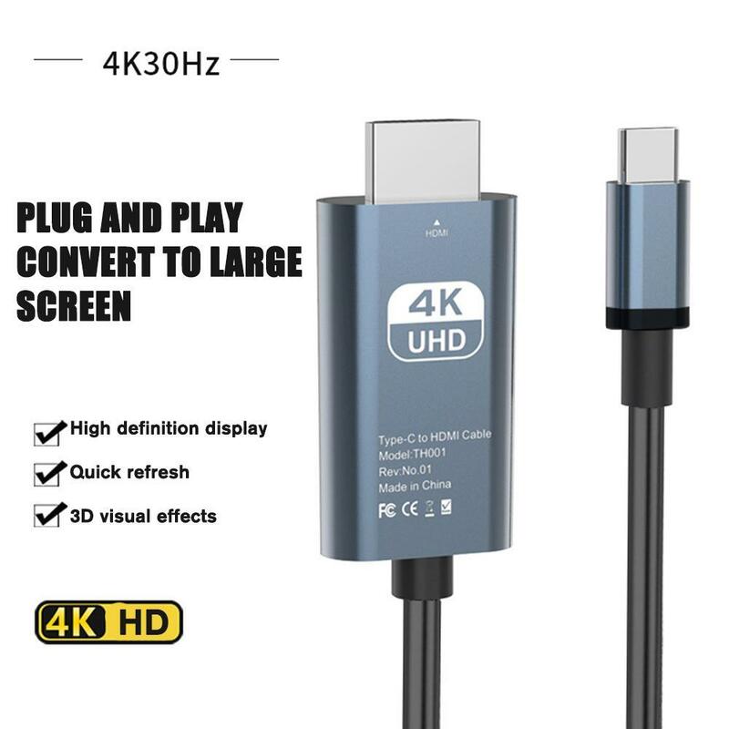 HDMI كابل الإسقاط لماك بوك برو الهواء سامسونج لينوفو ثينك باد التبديل ، 4K @ 30Hz ، USB نوع C إلى كابل HDMI ، 2m
