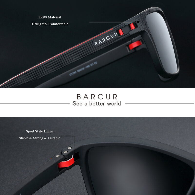نظارات شمسية مستقطبة من BARCUR للرجال نظارات شمسية خفيفة للرجال إكسسوارات نظارات رجالية