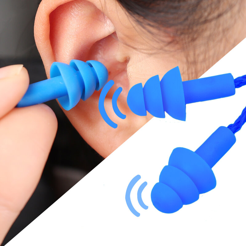 سيليكون حبالي الأذن التوصيل حامي مكافحة خسر قابلة لإعادة الاستخدام السمع حماية الحد من الضوضاء آمنة السباحة العمل سدادات مع حبل