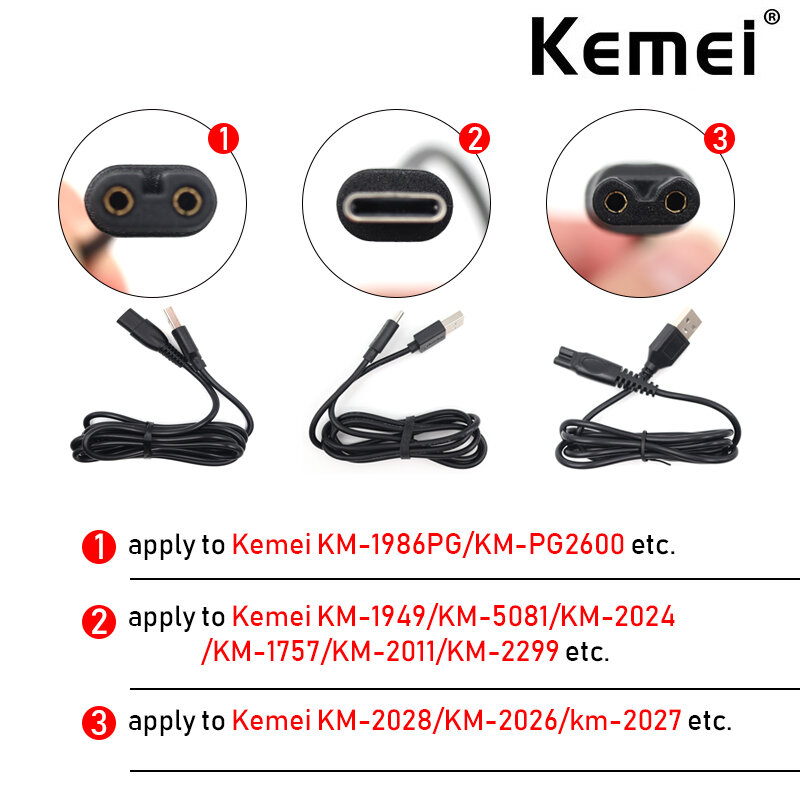 الأصلي USB كابل شاحن الطاقة ل Kemei 1986PG 1949 2028 2026 المهنية الشعر المقص الشعر المتقلب آلة الملحقات