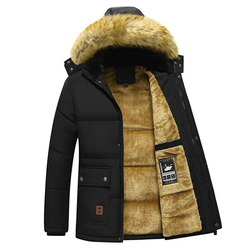 Winter Warm Parkas Men Fleece Wool Liner Hooded Windproof Thick Jacket Male Fashion Tactical Jackets Windbreaker Plus Size M-6XL