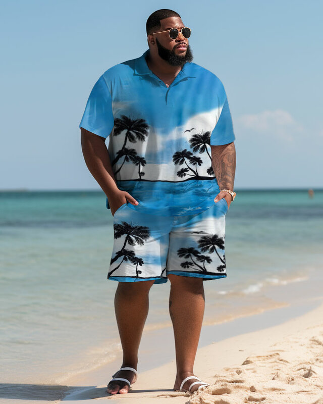 Biggmans-بدلة شاطئ للرجال بأكمام قصيرة ، شورت صيفي ، موضة العطلات ، ملابس مريحة للرجال الكبار ، شورت مقاس كبير ، 7XL ، 8XL ، 9XL