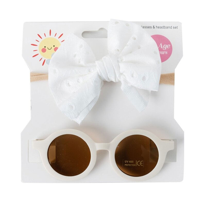 Baby Hollow Bowknot Headband Sunglasses 2pcs/set UV Protection Supplies P31B