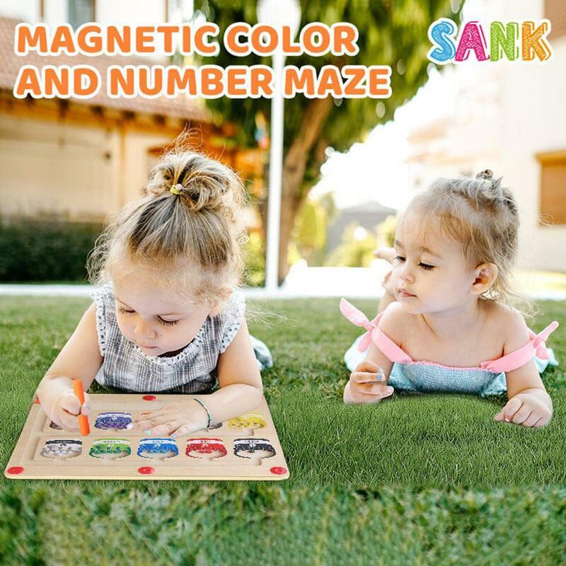 لوحة ألغاز خشبية للمتاهة ذات ألوان مغناطيسية ، أنشطة للأطفال ، ألعاب مطابقة للعد ، ألعاب مونتيسوري للأطفال