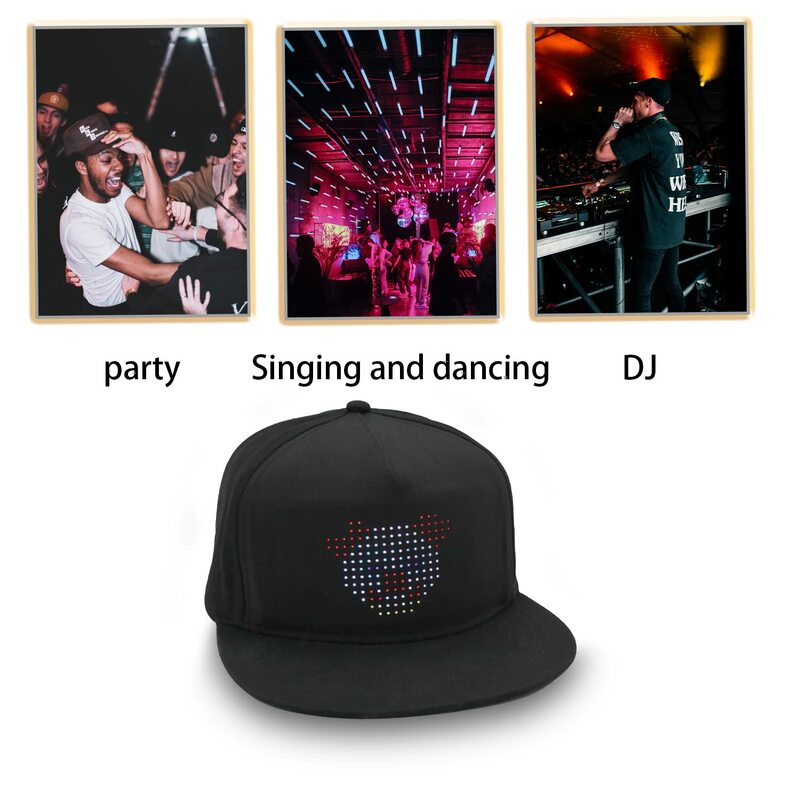 LED الإضاءة قبعة الإبداعية بلوتوث مشرقة الشاشة قبعات متعددة اللغات عرض الإعلان قبعة حفلة موسيقية قبعة الزخرفية للتحرير