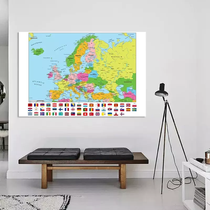 لوحة قماشية غير منسوجة بأعلام الريف ، أوروبا ، ملصق حائط ، ديكور منزلي ، مستلزمات مدرسية ، عالم ، فينيل ، 150x100cm