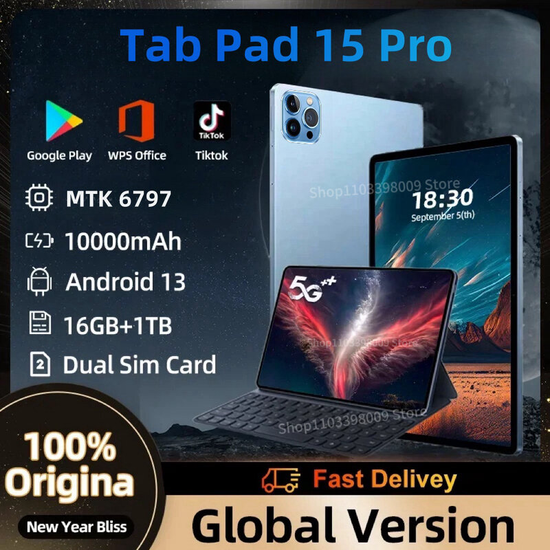 Mi Pad 15 Pro ، أندرويد 13 ، 11 بوصة 16 جيجابايت ، 1 ، تابلت HD mAh ، 5G ، 4K ، مكالمة هاتفية ، GPS ، بلوتوث ، WiFi ، علامة تبويب جوجل ، جديد ،