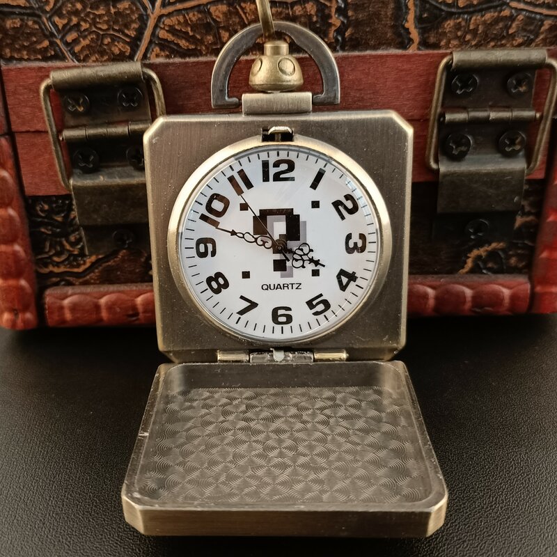 Steampunk كبير خمر ساعة جيب كوارتز سؤال علامة نمط قلادة ساعة سلسلة فوب الساعات