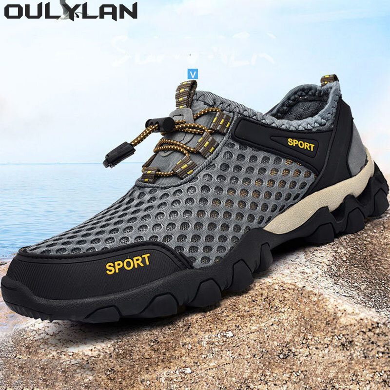 أحذية Oulylan-الرحلات والمشي لمسافات طويلة للرجال ، أحذية رياضية جبلية للرجال ، المشي في النهر ، مسار التخييم ، مياه المنبع ، الربيع ، الصيف