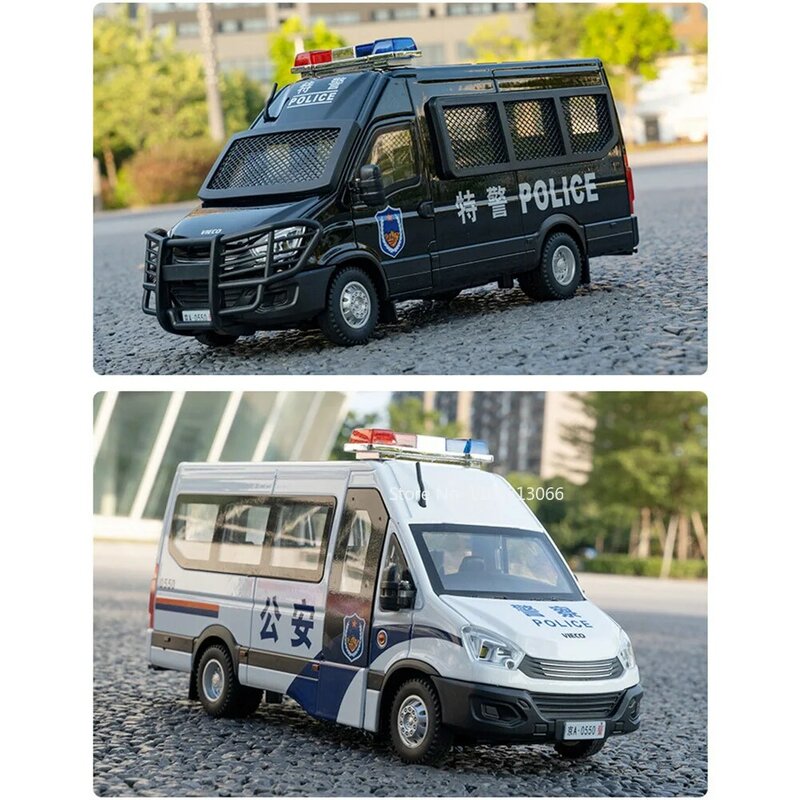 نموذج سيارة شرطة دييكاست مع ضوء وصوت للأطفال ، مركبات دييكاست ، إطارات مطاطية ، ألعاب تزيين المركبات ، سبيكة 1: 24 ، هدية المهرجان