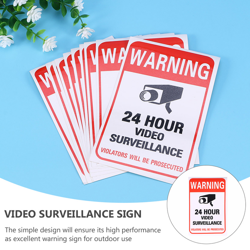ملصقات تحذيرية لشاشة الفيديو ، شعارات إشارة مراقبة 24 ساعة 24 ساعة ، 20 *