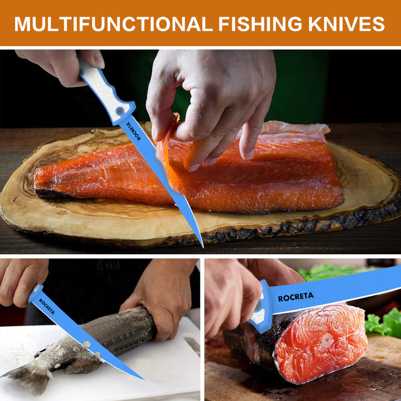 ROCRETA-سكين طعم الصيد الاحترافي ، شفرة الفولاذ المقاوم للصدأ ، طلاء مقاوم للتآكل ، سكين