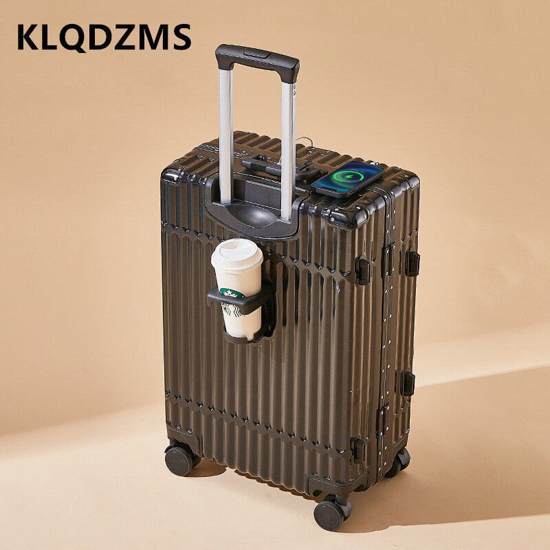 KLQDZMS 20 "22" 24 "26 بوصة عالية الجودة حقيبة سبائك الألومنيوم الإطار عربة حقيبة سعة كبيرة الصعود صندوق المتداول الأمتعة