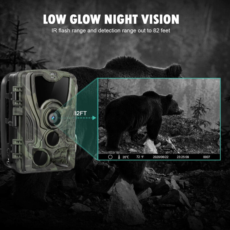 كاميرا صيد خارجية مزودة ببطارية ليثيوم ، رؤية ليلية ، مراقبة ، مزرعة ، بستان ، أمن الوطن ، 24MP ، 1080P ، 5000 mAh