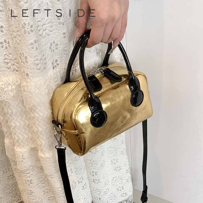 حقيبة كتف صغيرة من الجلد الصناعي للنساء ، حقيبة كروس بودي أحادية اللون ، حقائب يد ذهبية وفضية ، محافظ لطيفة ، موضة كورية ،