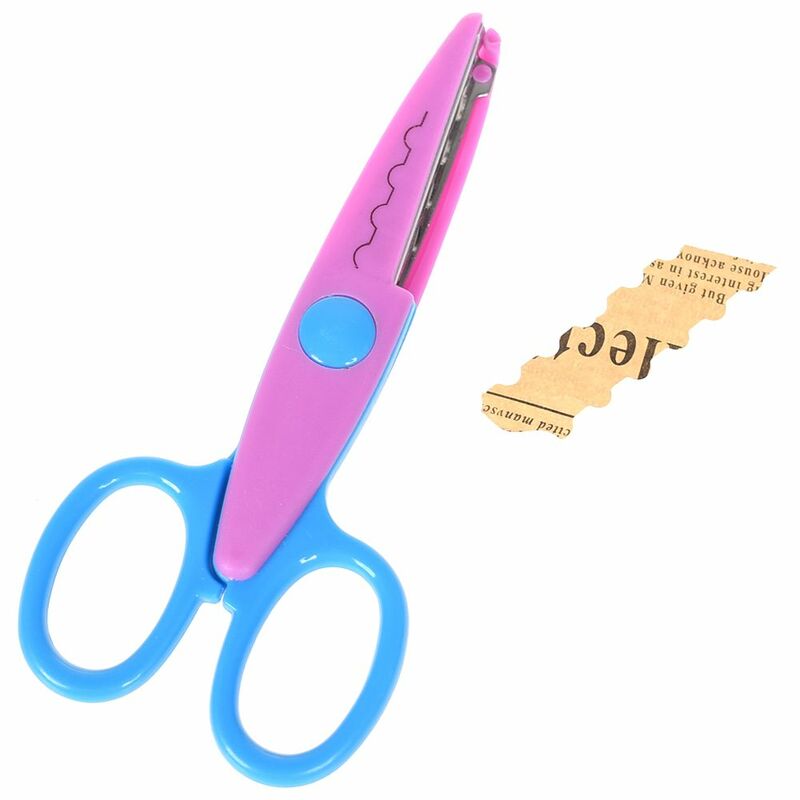 1pc Safety Scissors Children DIY Photo Album Handmade Craft Laciness For Wave Stamps Decorative Photo Card Cuting Office School