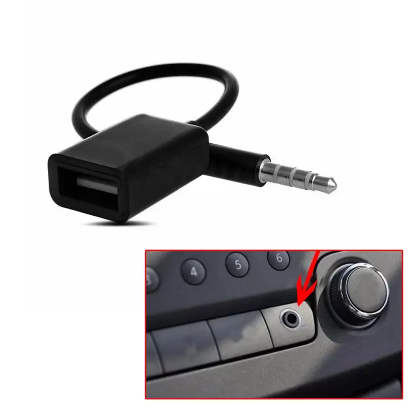 3.5 مللي متر ذكر AUX وصلات صوت جاك إلى USB 2.0 أنثى محول كابل الحبل لسيارة MP3 اكسسوارات السيارات الأسود طول 15 سنتيمتر