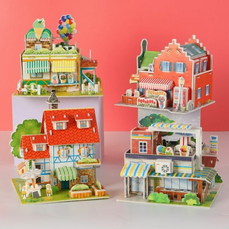 لغز نموذج منزل تصنعه بنفسك للأطفال ، بانوراما ورقية ثلاثية الأبعاد ، كتل بناء التجميع ، بطاقة ورقية ، مصنوعة يدويًا