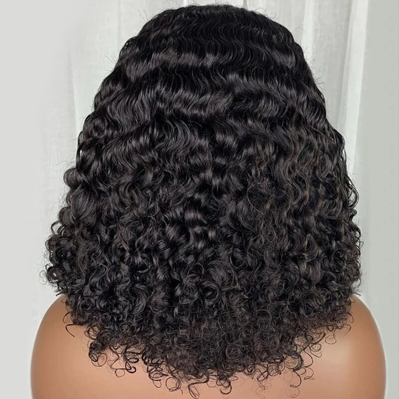 باروكة بوب برازيلية بدانتيل أمامي 13 × 4 ، شعر مجعد طبيعي ، ملتف مسبقًا ، مع إغلاق ، 4 × 4 ، للنساء