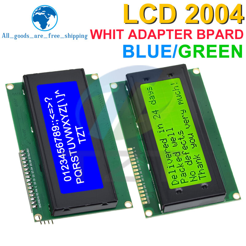 TZT-وحدة محول واجهة تسلسلية لأردوينو ، حرف LCD ، شاشة زرقاء وخضراء ، HD44780 ، LCD2004 + I2C ، 20x4 ، 2004A ، IIC ، I2C