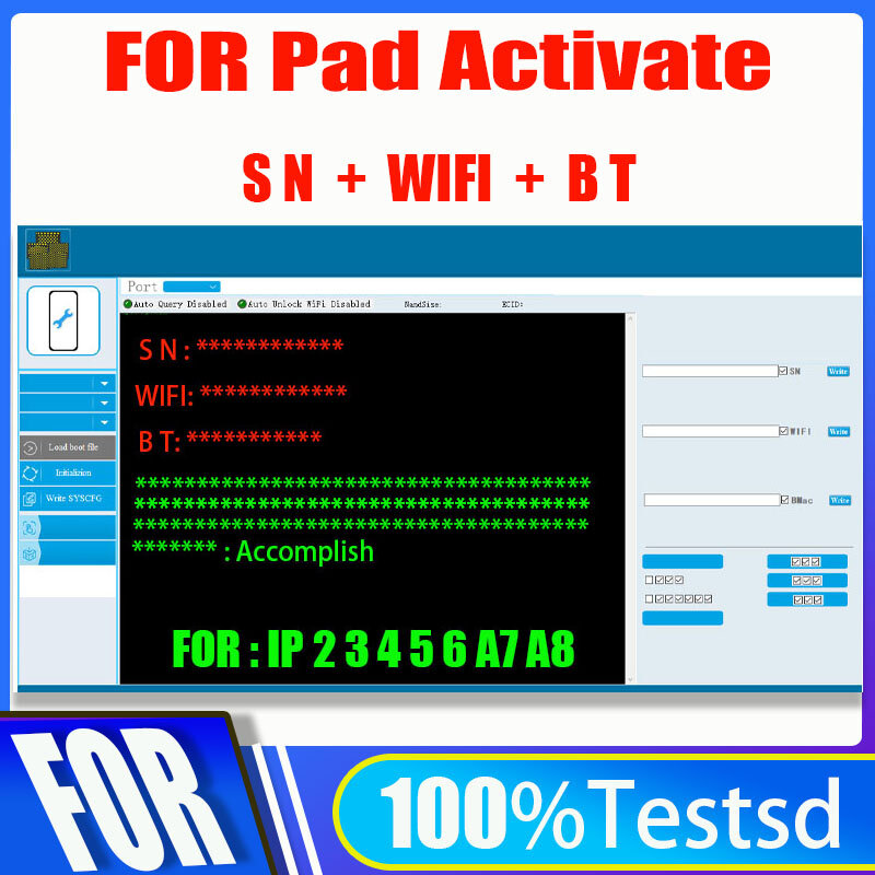 رقم SN التسلسلي لباد ، إصلاح التنشيط ، WiFi ، BT ، يعمل مع iPad 2 و 3 و 4 ، Mini و 1 و 2 و 3 و Air1 و Air2 و Air2 و our