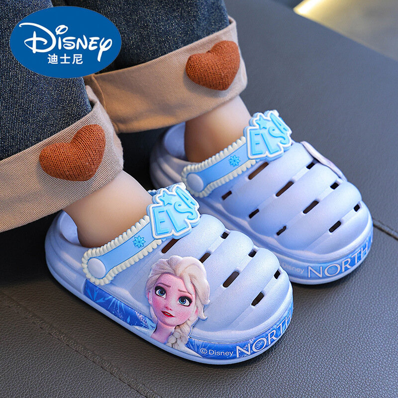 صندل Elsa مجمد للأطفال من Disney Princess ، شبشب مقاوم للماء مانع للإنزلاق للأطفال ، أحذية حدائق للبنات ، أحذية بفتحات ، صيف