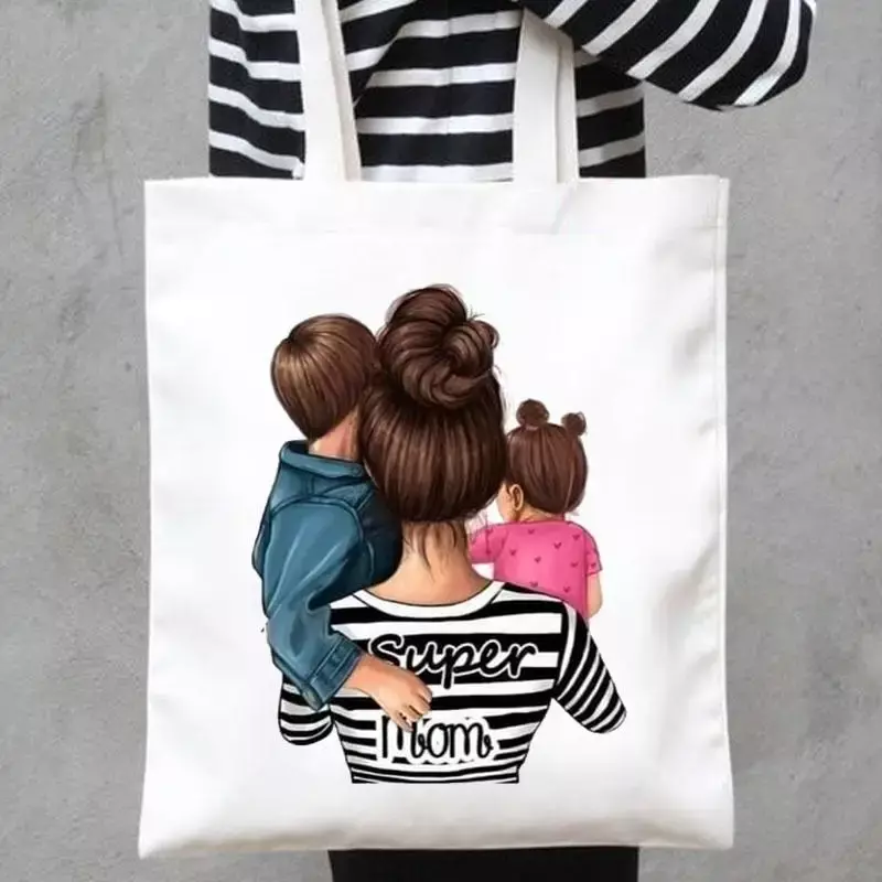 حقيبة حمل قماشية صديقة للبيئة للنساء ، أم سوبر ، سلسلة الأبوة والأمومة ، المتسوق ، مخزن التسوق ، منظم الكتف ، الشاطئ ، الغداء ، حقيبة جانبية
