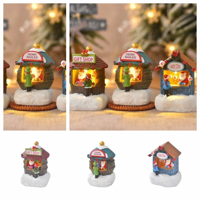 LED أضواء الليل لعيد الميلاد ، الراتنج المنازل ، الحلي ، زينة عيد الميلاد ، زخرفة المشهد الصغير ، هدايا الطفل