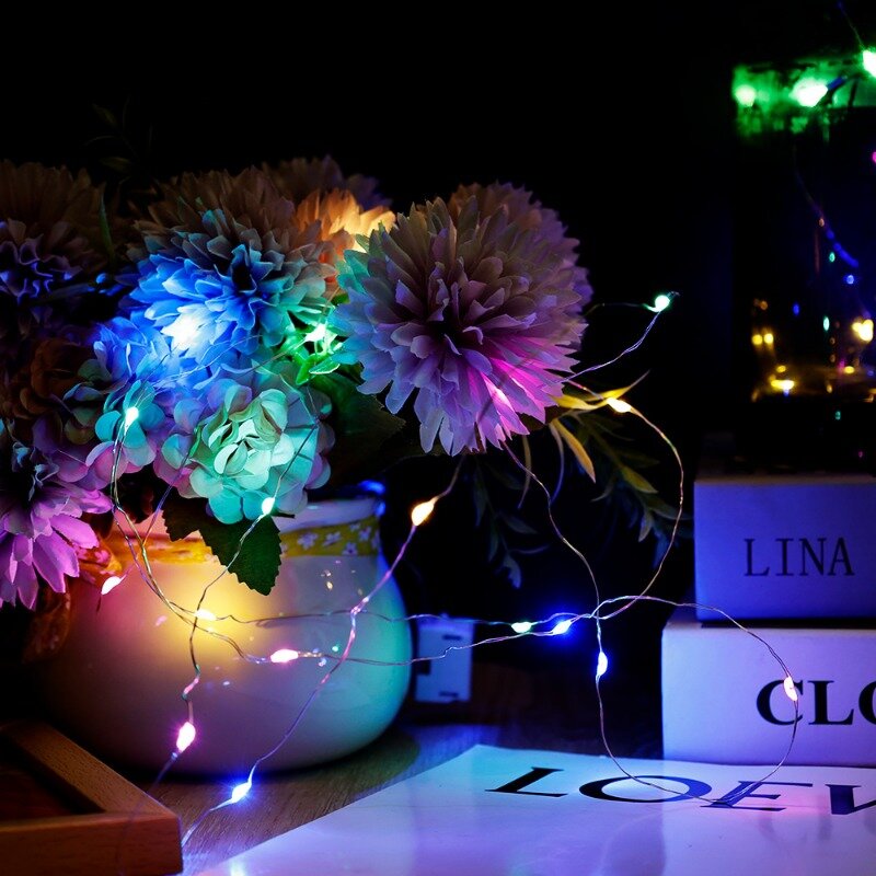 سلاسل ضوء أسلاك نحاسية ملونة ليد ، أضواء جنية ملونة للحدائق وامضة ، علبة هدايا عالمية للحفلات والمهرجانات ، مصباح إكليل